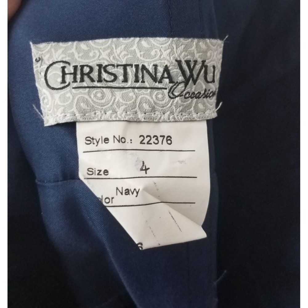 Christina Wu Women's Sz. 4 Navy One Shoulder Chiffon Short Dress 22376 - Picture 2 of 8